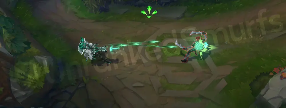 Fright Night Zeri Q - first view showing a green sketch-projectile with jagged pencil-like trails