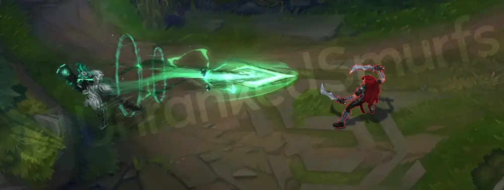 Fright Night Zeri W - pulse effect with black-and-green ink-like rings and pencil-scribble accents