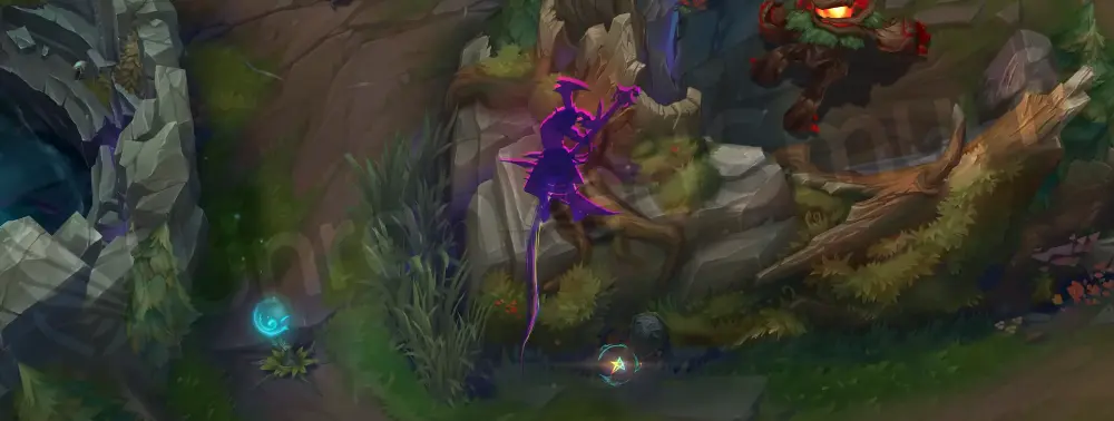 HEARTSTEEL Kayn (Rhaast) E parkour dash with glitch trail and panel-style split effect