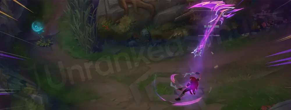 HEARTSTEEL Kayn (Rhaast) R - Part 1 with purple antler-shaped shock and glitchy ring