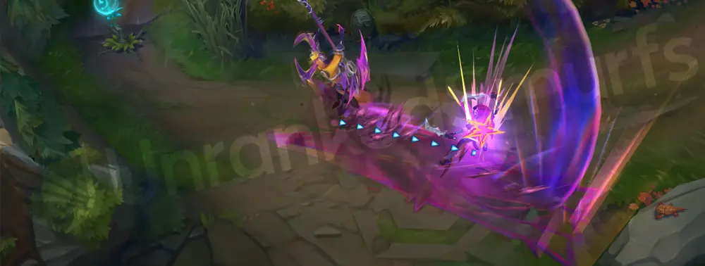 HEARTSTEEL Kayn (Rhaast) W - Part 2 showing purple and orange VFX blends