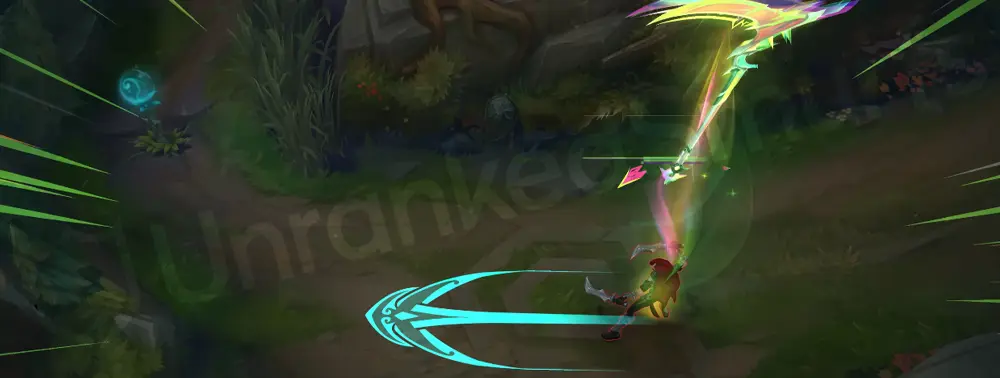 HEARTSTEEL Kayn (Shadow Assassin) R - Part 1 with green-pink slicing burst and comic panel shards