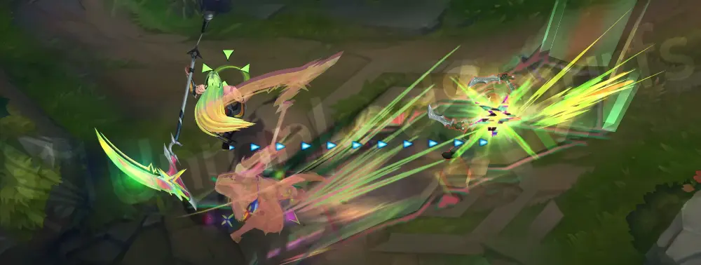 HEARTSTEEL Kayn (Shadow Assassin) W - Part 2 showing layered neon effects and starbursts
