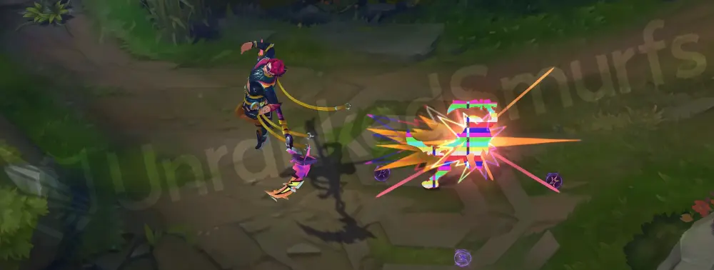 HEARTSTEEL Kayn R - Part 2 showing a larger neon explosion with comic-book stylings