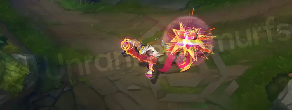 HEARTSTEEL Sett Q - heavy punch with pink and red comic-book slash effects