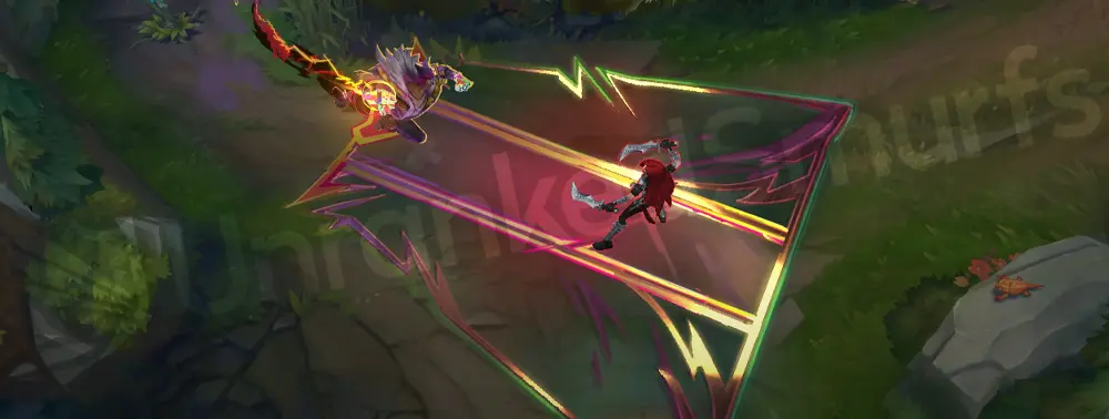 HEARTSTEEL Sett W effect part 1 showing cat icon and pink-green streaks