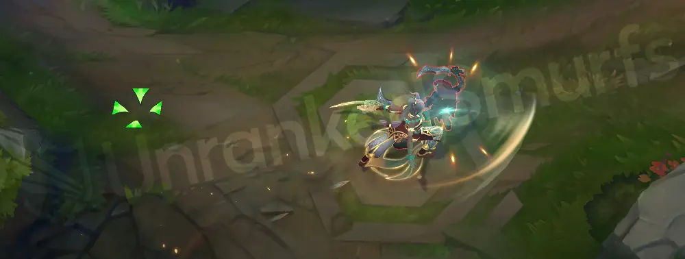 Heavenscale Diana E - second dash frame showing endpoint fireworks and trailing scales