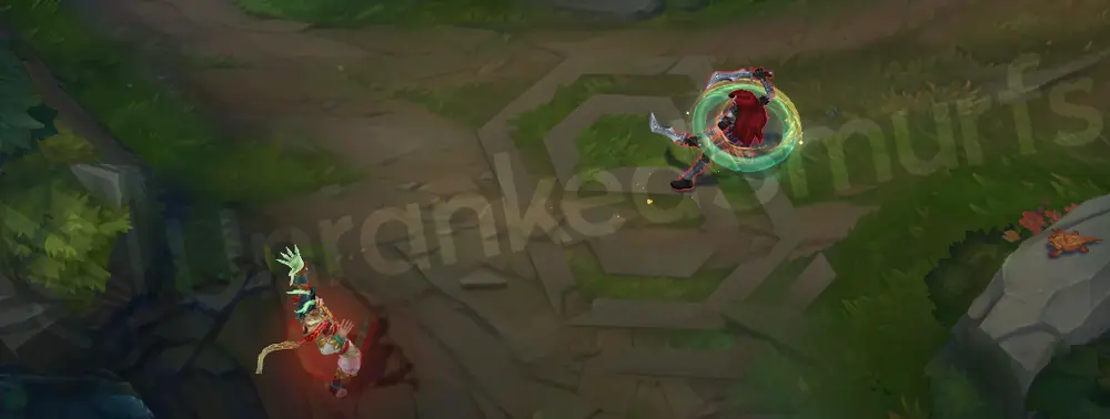 Heavenscale Ezreal W - Essence Flux frame 2 showing green pulses and dragon motifs