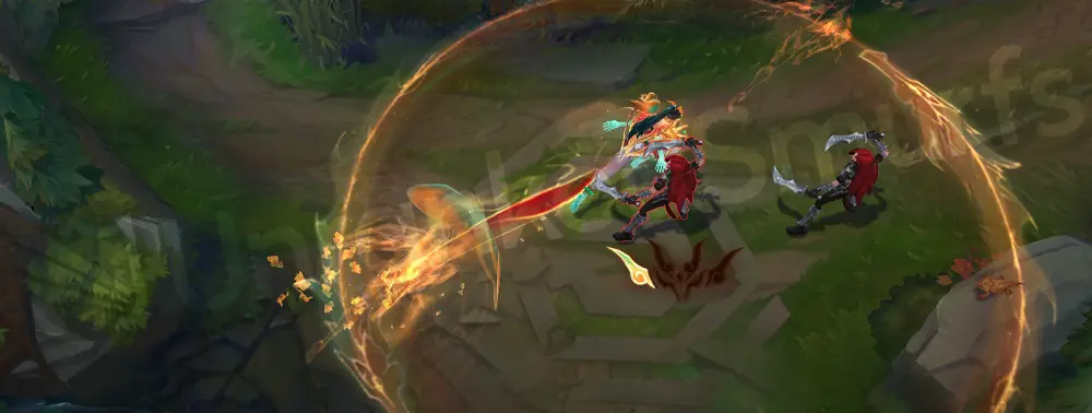 Heavenscale Kai'Sa R - ultimate spread of jade orbs and lantern flares with dragon motifs