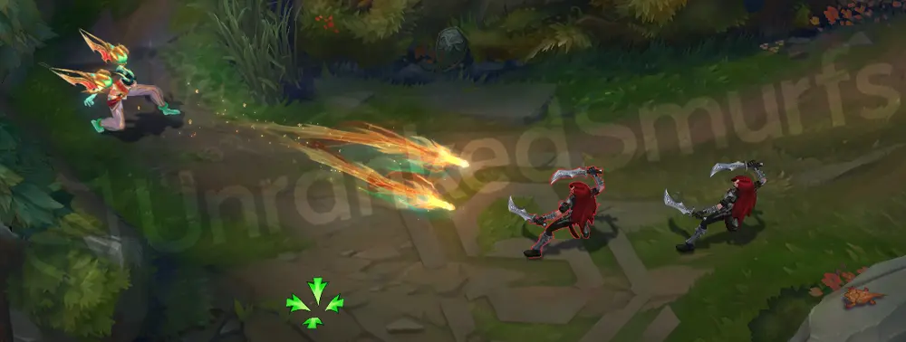 Heavenscale Kai'Sa W - dragon-scale pulse with green and red particles and pale yellow highlights