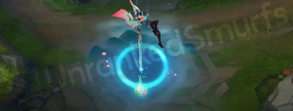 Immortal Journey Kayle custom recall with rising feathers and a radiant orange bloom