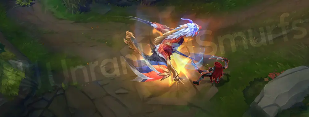 Immortal Journey Shyvana Q - second frame showing cyan trail and impact