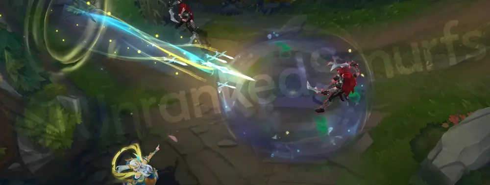 Immortal Journey Soraka Q cast with blue-and-purple spiraling particles