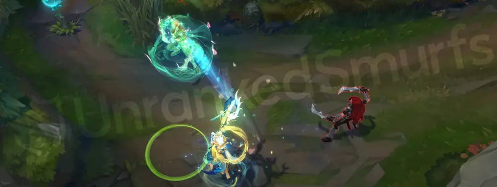Immortal Journey Soraka combined Q+W animation with layered petals and watery ripples