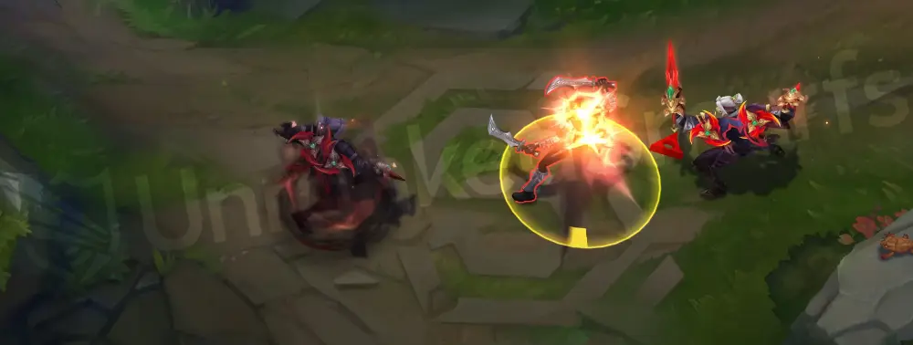 Immortal Journey Zed W ability with red shadow clone pulse and yellow ring