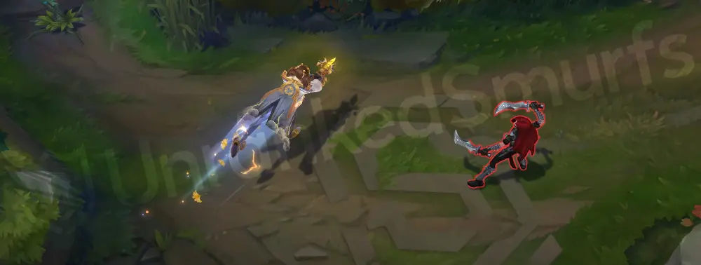 Immortal Journey Zeri E - dash trail with glowing blue streaks and small thunder puffs