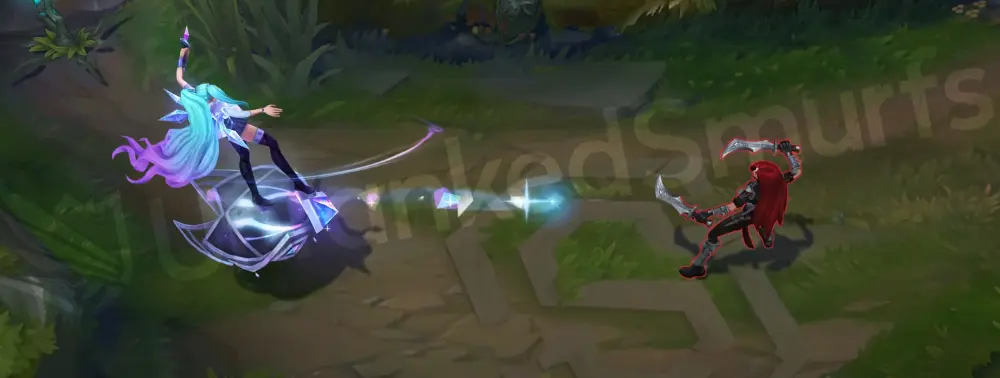 K/DA ALL OUT Seraphine basic attack animation part 1 with cyan star trails