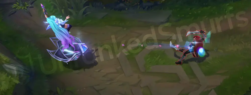 K/DA ALL OUT Seraphine basic attack animation part 2 showing projectile and shimmering effects