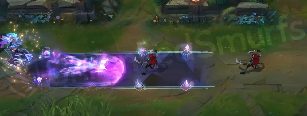 K/DA ALL OUT Seraphine R - ultimate with swirling cyan light and star burst part 1