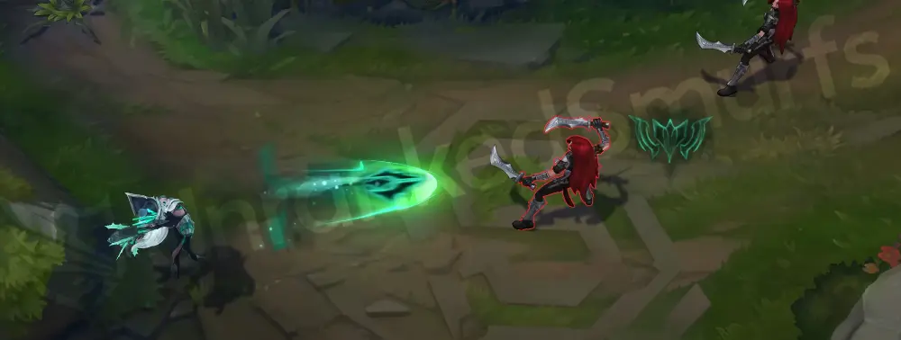 Ruined Miss Fortune Q - Double Up shot with teal ruin flare