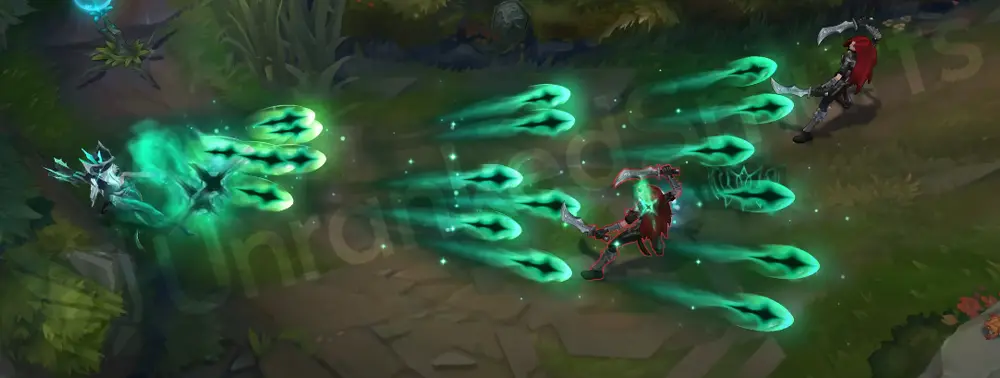 Ruined Miss Fortune R - Bullet Time channel with teal spectral volleys