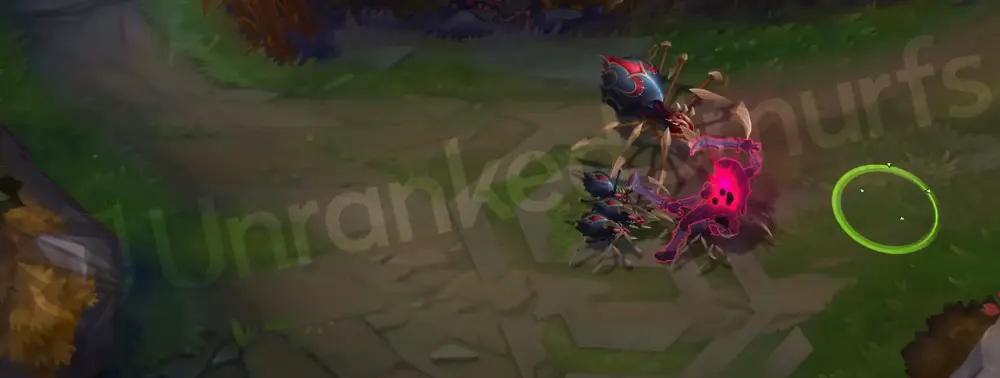 Masque of the Black Rose Elise Q spider form - Venomous Bite leap with crimson flare