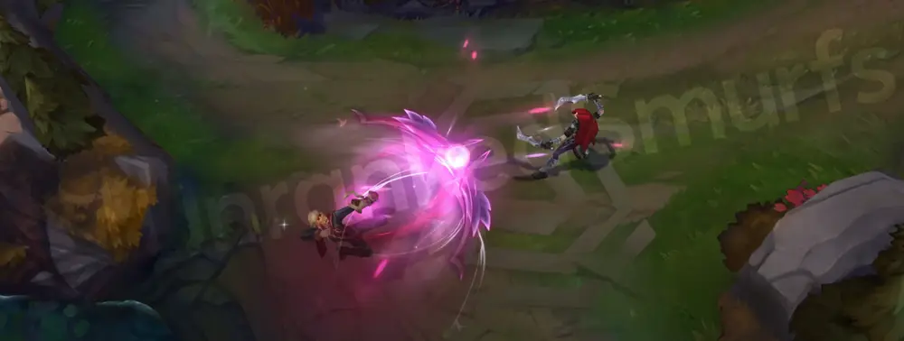 Masque of the Black Rose Ezreal R - Trueshot Barrage charge-up with a glowing rose crest