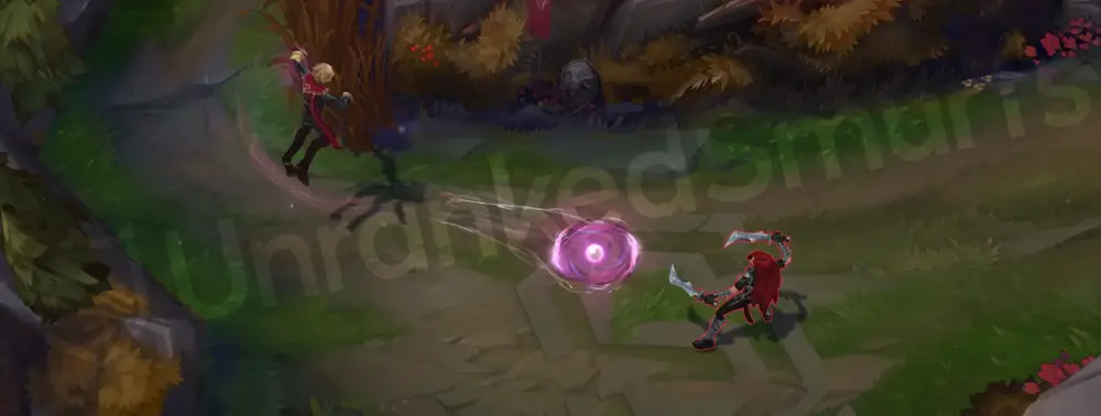 Masque of the Black Rose Ezreal W - Essence Flux as a rose sigil ring in red-pink tones