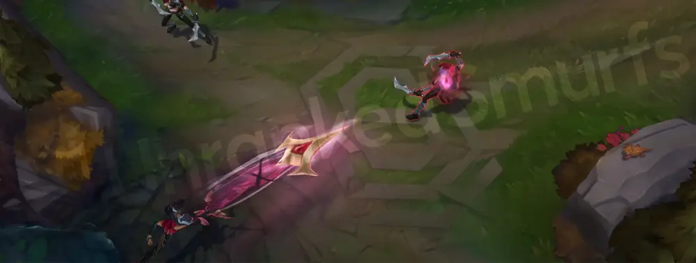 Masque of the Black Rose Renata Glasc Q cast with thorny pink-gold chain extending toward the target