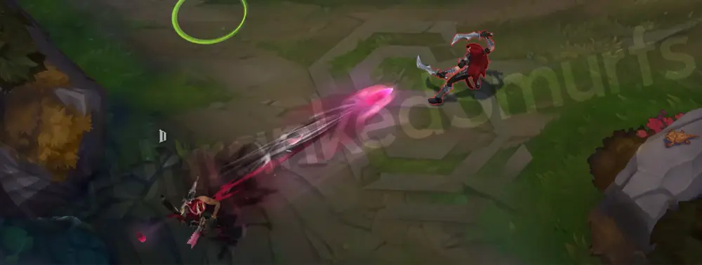 Masque of the Black Rose Samira Q - Flair shot with a sharp pink projectile and purple trail