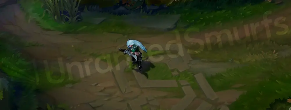 Mercenary Katarina emote or idle flourish with a confident dagger twirl
