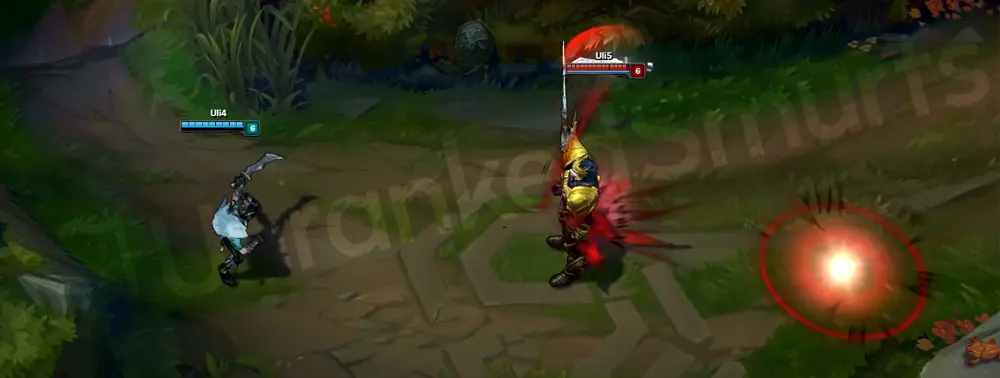 Mercenary Katarina Q - Bouncing Blade throw with standard Katarina red trail and mark
