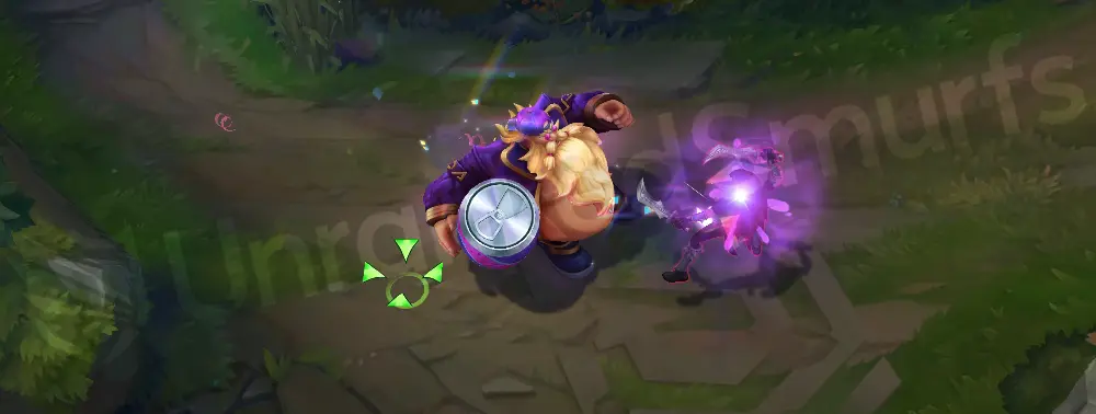 Music Fan Gragas E - Body Slam: impact splash with stylized light flares and soft purple glow, second angle
