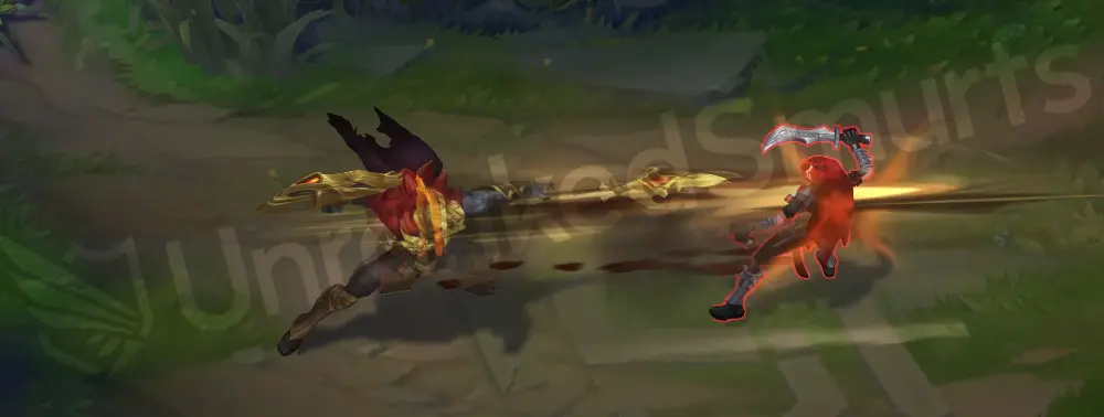 Myrmidon Pantheon Q - Comet Spear wind-up with jagged bronze spear drawn back