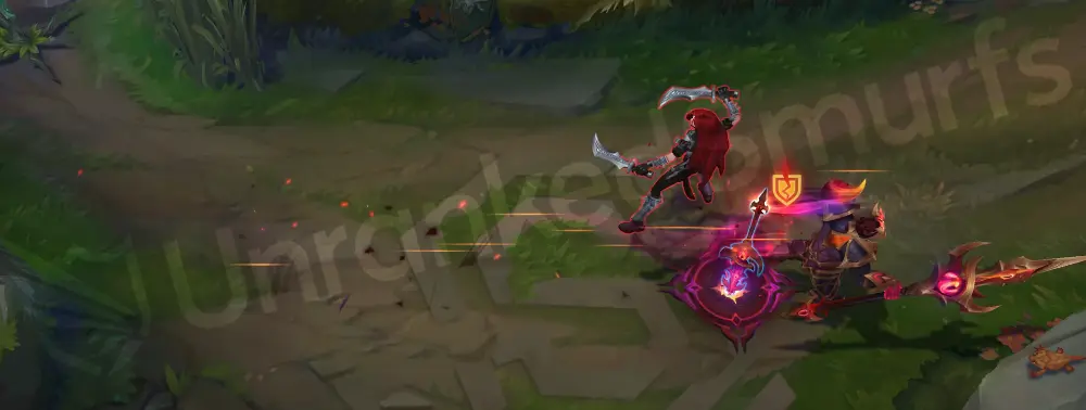 Nightbringer Jarvan IV E part 2 - Banner planted with demonic pink flare and burning ground marks