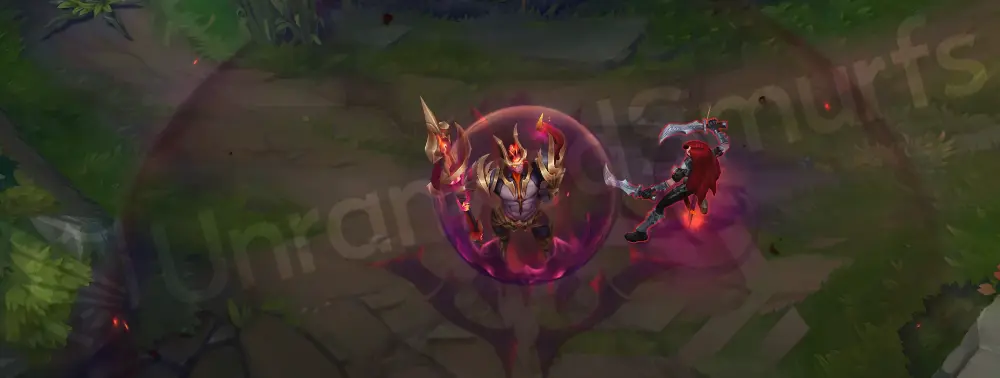 Nightbringer Jarvan IV W - Fiery shield pulse with demonic sigil and deep red glow