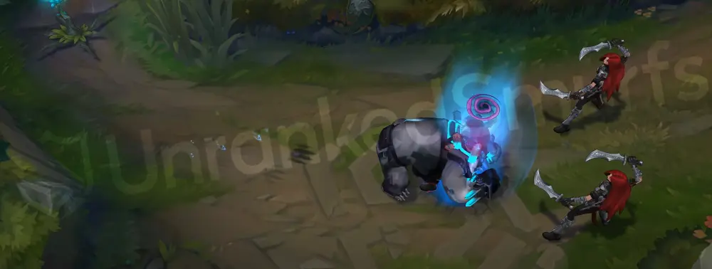 Northern Storm Volibear Q - Thundering Smash with an icy blue surge as he charges forward