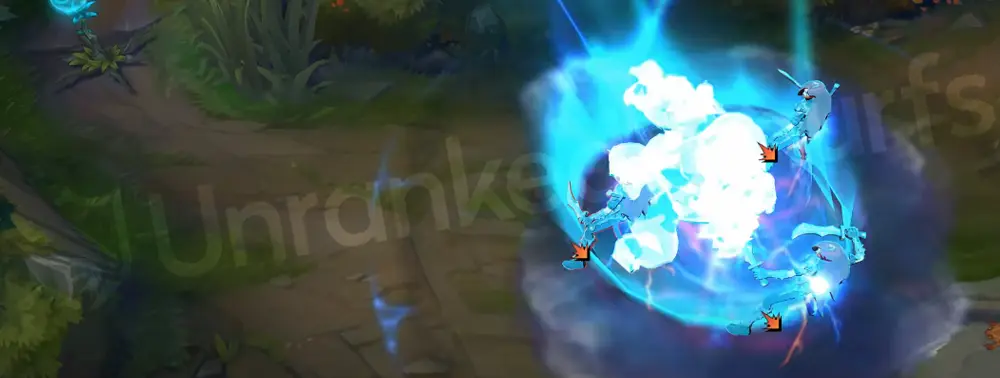 Northern Storm Volibear R - Stormbringer landing in crackling blue electricity over frosted ground