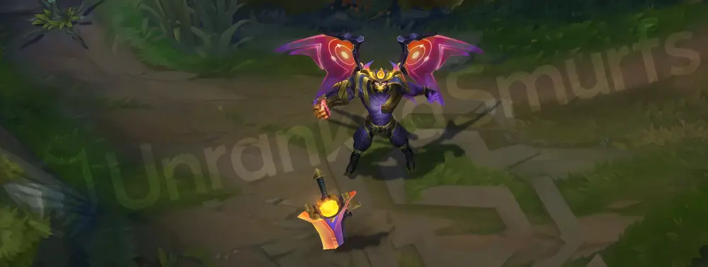 Odyssey Aatrox emote animation close-up showing the helmet’s single glowing eye