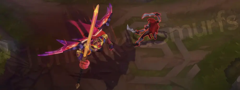 Odyssey Aatrox R - World Ender transformation with blazing orange aura and glowing visor