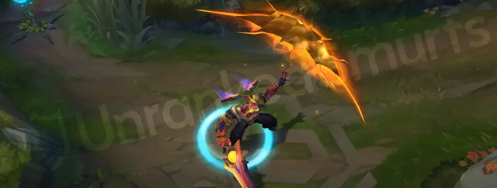 Odyssey Aatrox custom recall with sci-fi teleport effect and swirling orange energy