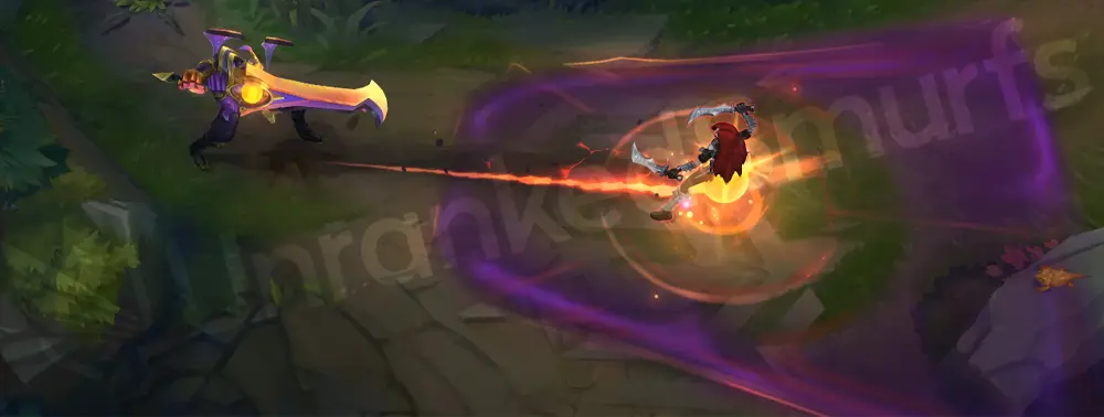 Odyssey Aatrox W - Infernal Chains projecting an orange energy ring with crackling circuitry