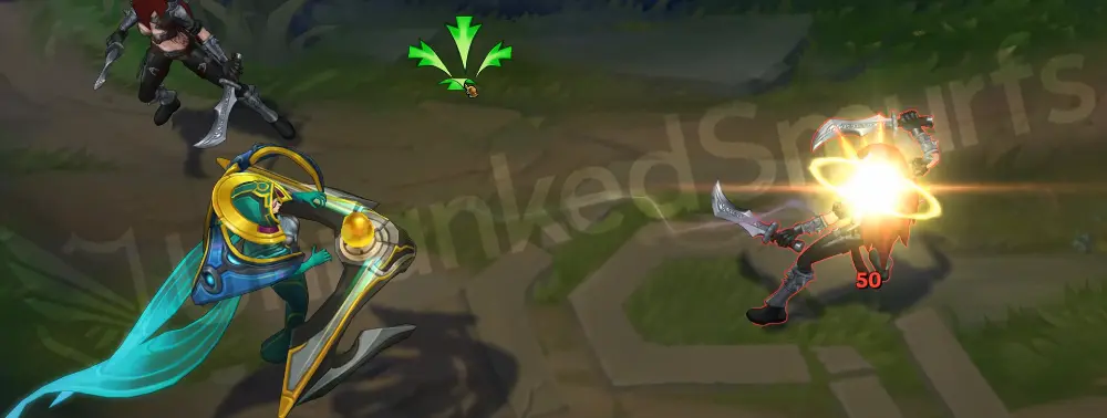 Odyssey Sona basic attack with neon green energy notes trailing from the etwahl