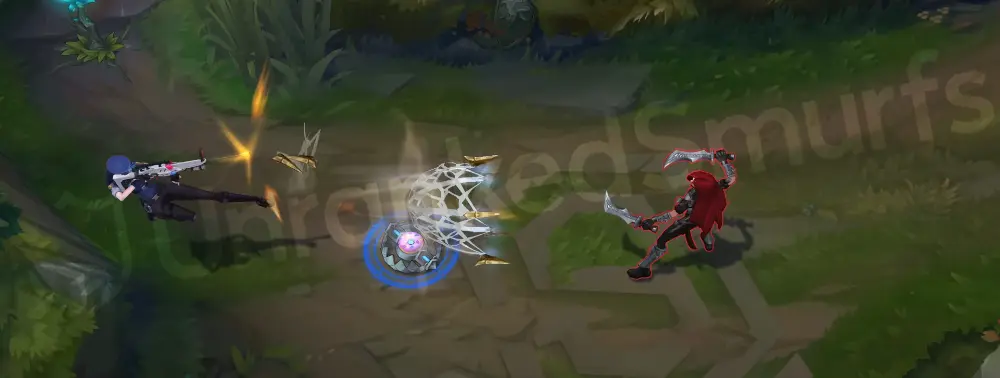 Officer Caitlyn E - 90 Caliber Net cast with a bright blue burst from the rifle