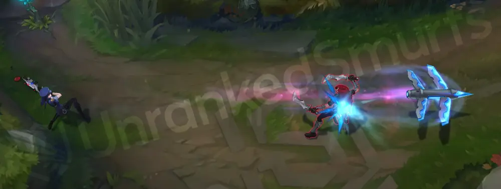 Officer Caitlyn Q - Piltover Peacemaker line shot traveling forward with siren-tinted trail