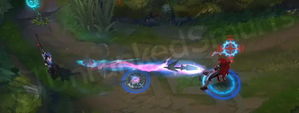 Officer Caitlyn R - target locked with flashing police-light motif around the scope