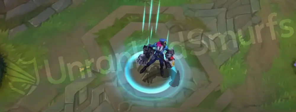 Officer Vi custom recall with badge pose and brief flashing-light flair