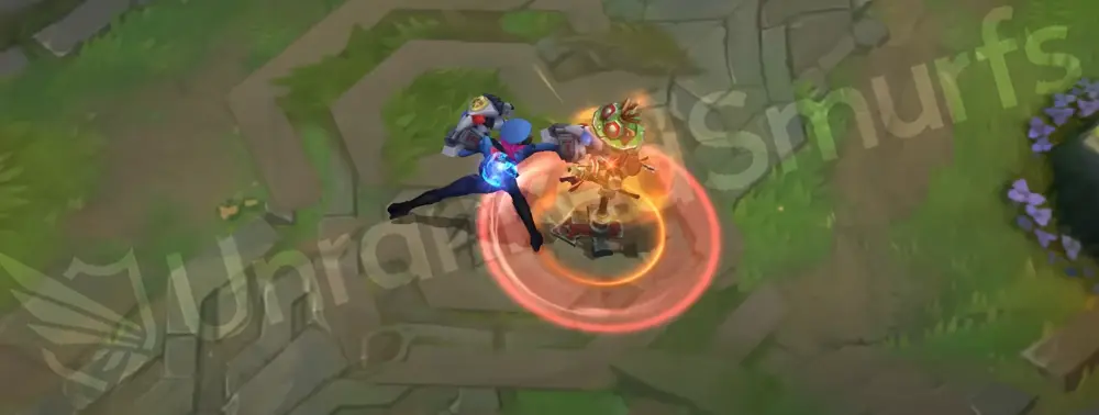 Officer Vi W - Denting Blows on-hit effect showing crisp blue-tinted impact sparks