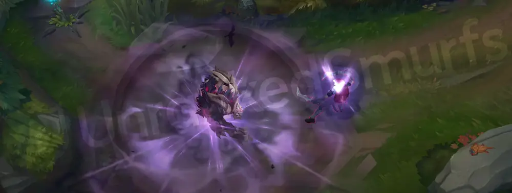 Old God Malphite E - Ground Slam with bone-white fractures and a pulsing purple burst