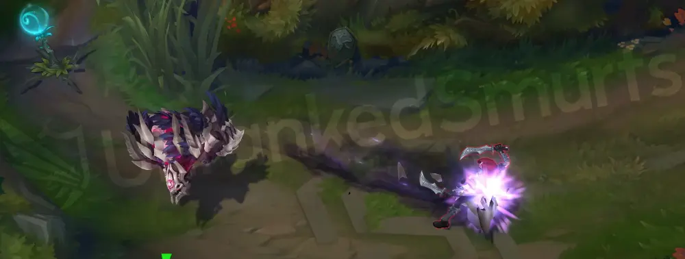 Old God Malphite Q - Seismic Shard streaking with purple and bone-white energy and an occult eye motif